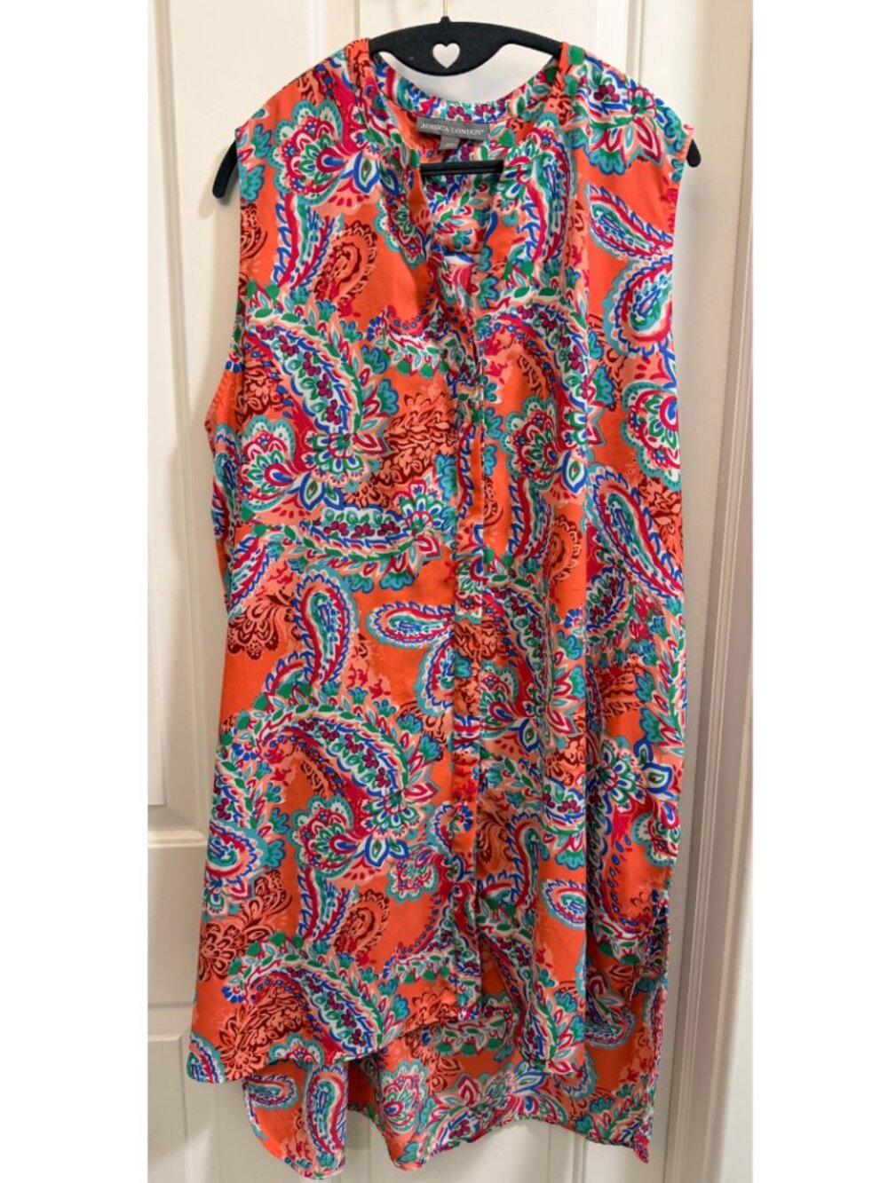 Jessica London 18W Orange Paisley Sleeveless Dress